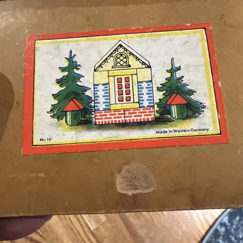 Vintage Put Together House Christmas Tree Wood Puzzle Blocks Germany 1950's - Picture 2 of 7