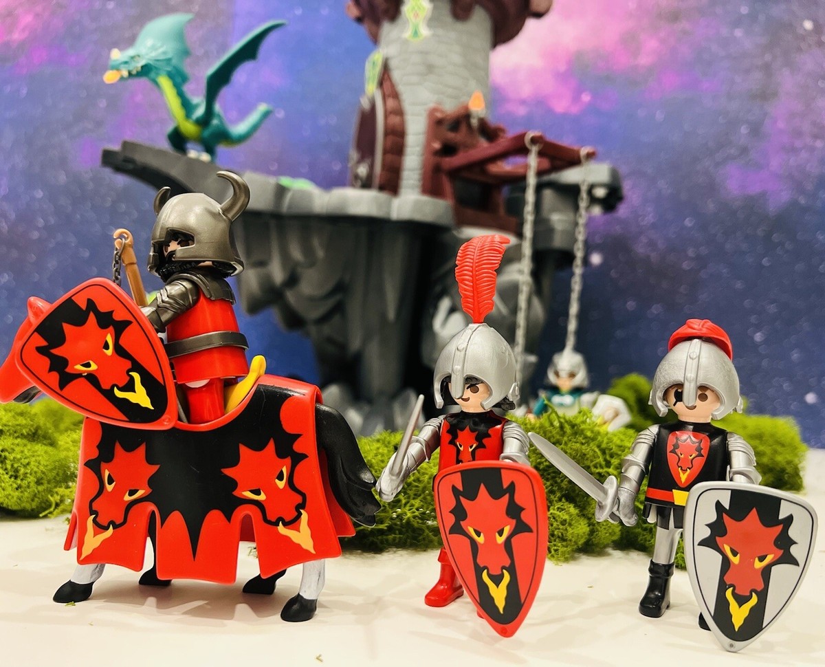 Playmobil Red Dragon Horse Knight and two Red Dragon Soldiers | eBay