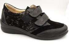 Fidelio Hallux Slipper Klettslipper Damen Schuhe schwarz grau Weite H Neu 032/6