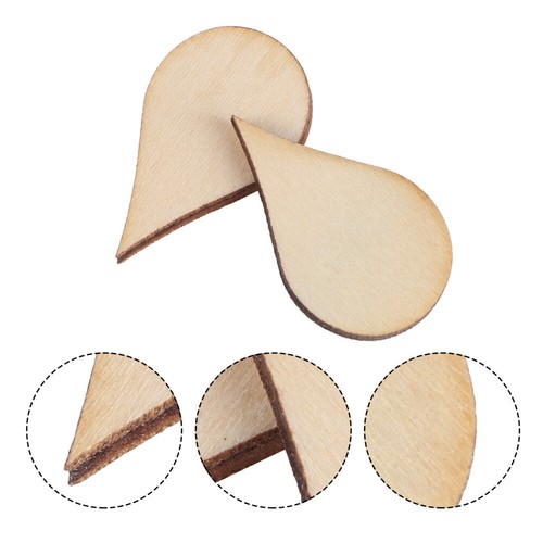 50 Pcs Wooden Shapes for Crafts Water Drop Slices Drops Decoration
