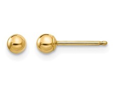 Gold Button Ball 3mm Stud Earrings in 14K Gold