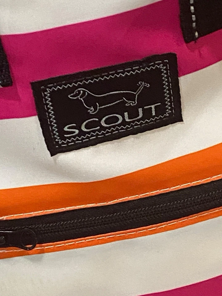 Scout Large Lunch Box Pink Orange Striped Cooler Insulated Strap - Image 2 of 4