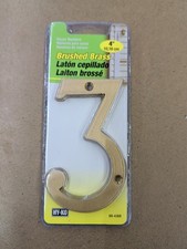 4" BRUSHED BRASS HOUSE NUMBER "3" mounting screws included Hy-Ko BR-43BB