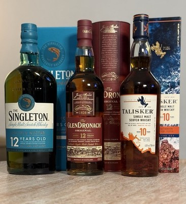 3x 0,7 Liter Whisky Aus Schottland Talisker Glendronach Singleton Neu