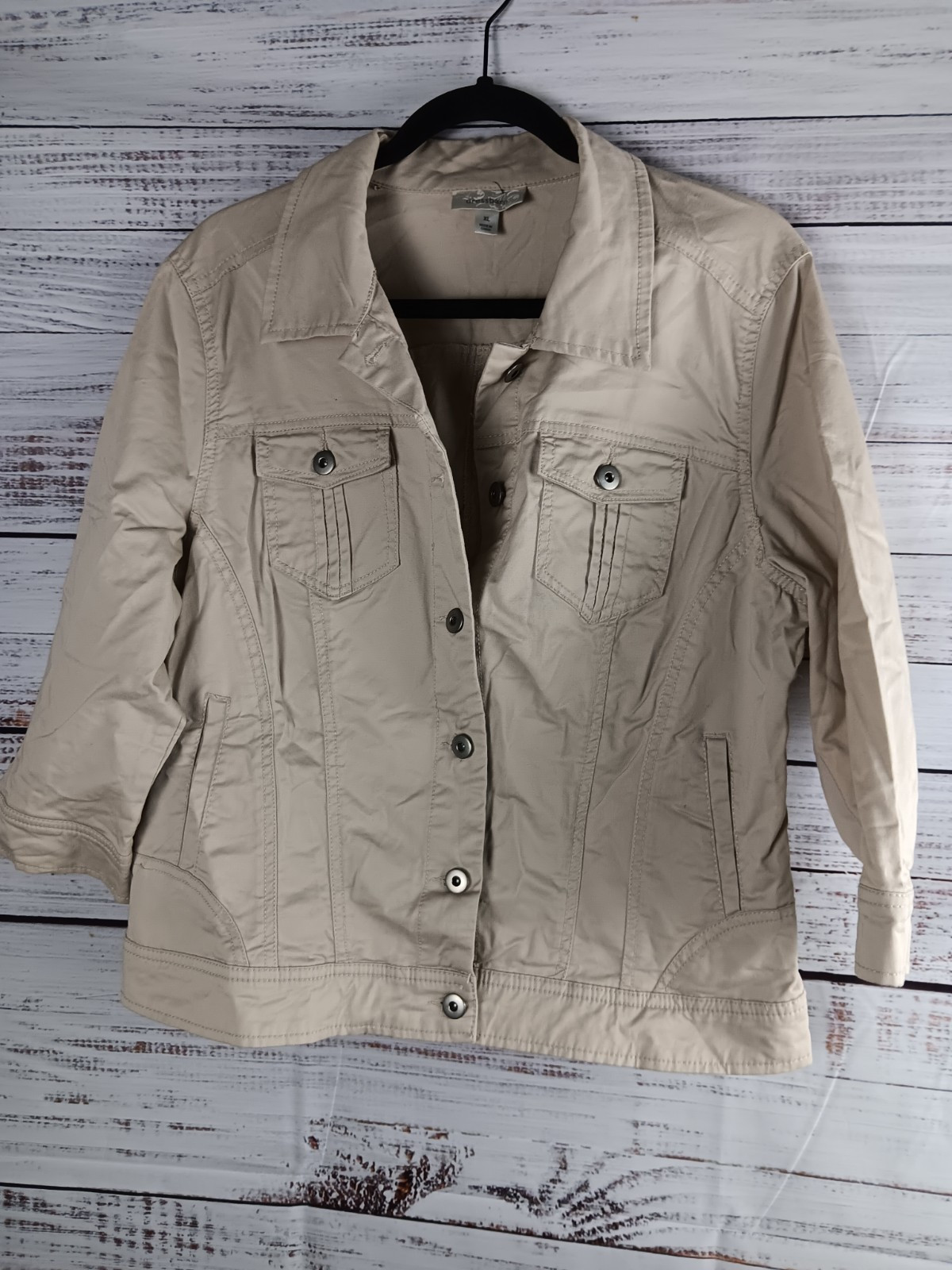 Dressbarn Utility Jacket Women's X-Large Tan With Pockets Cotton