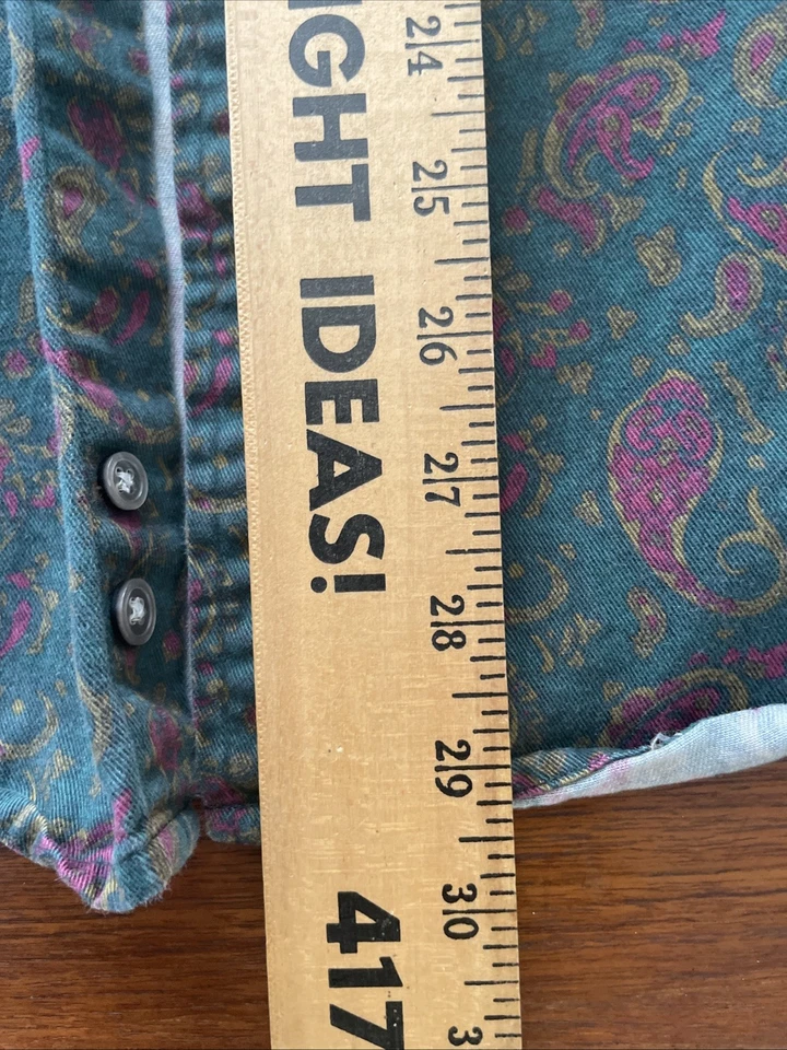 Cambridge Classics Mens Corduroy Green N Paisley Button Up Shirt Size Large Vntg - Image 3 of 4