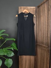 Nine West Black Tailored V-neck Sleeveless Shift Dress
