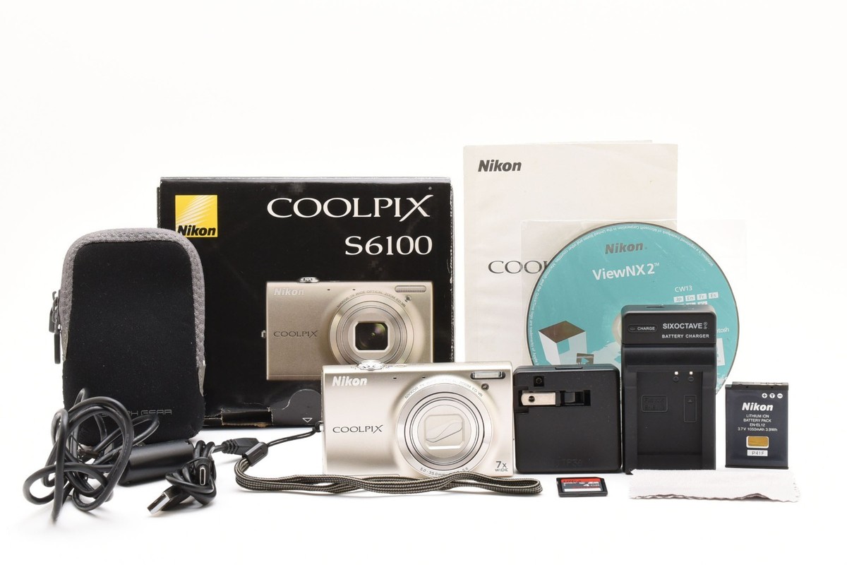 MINT w/BOX] Nikon COOLPIX S6100 Silver Digital Camera 20.0MP 7x
