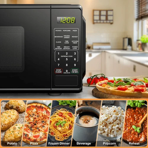 Black 0.7 Cu ft Countertop Microwave Oven, 700 Watts, Black - Picture 8 of 9