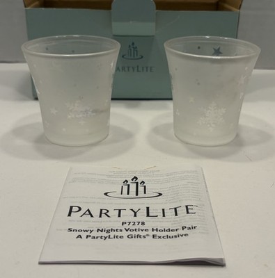 Partylite Snowy Nights Votive Holder Pair A Partylite Gifts Exclusive Open Box