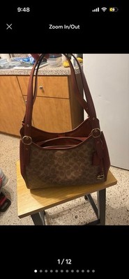 COACH Lori Shoulder Bag Tan Rust Signature Canvas Shoulder Bag C4825