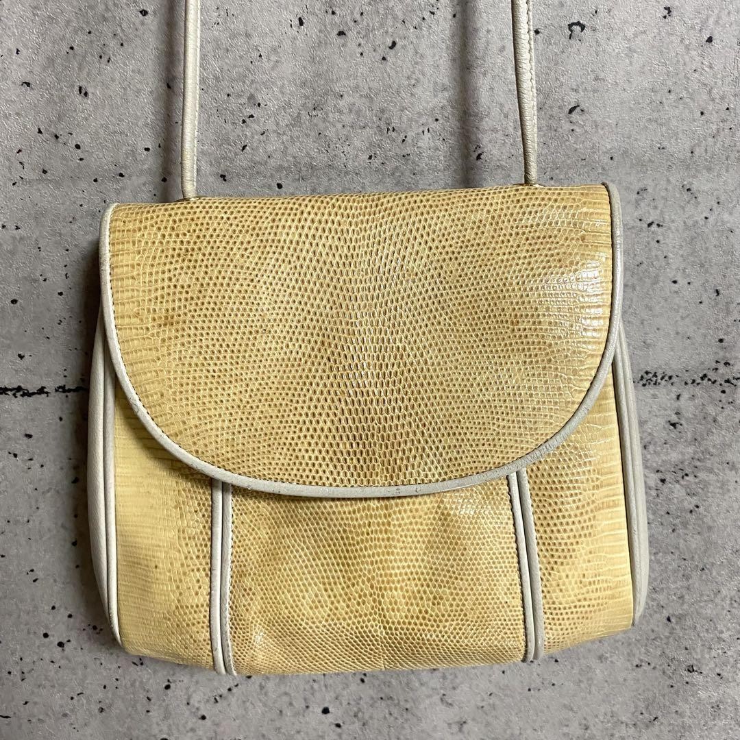 Mini borsa a tracolla Yves Saint Laurent beige in pelle di lucertola elegante vintage