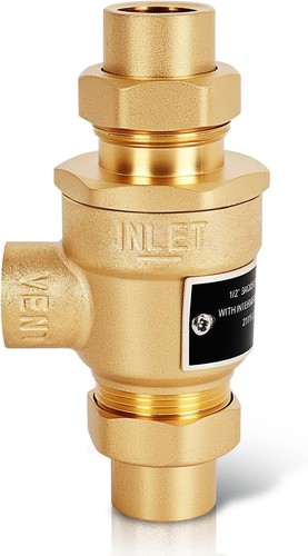 1/2" Brass Dual Check Backflow Preventer Valve 9D-M3 NPT 175 PSI Hot Cold Water