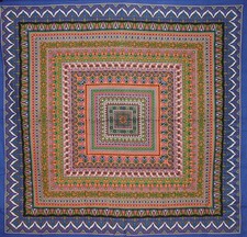 Geometric Pattern Square Cotton Tablecloth 70 x 70 Multi Color