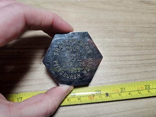 Vtg 1953 J & L Pittsburgh Works 100 Years of Progress Advertising Paperweight - Picture 3 of 8