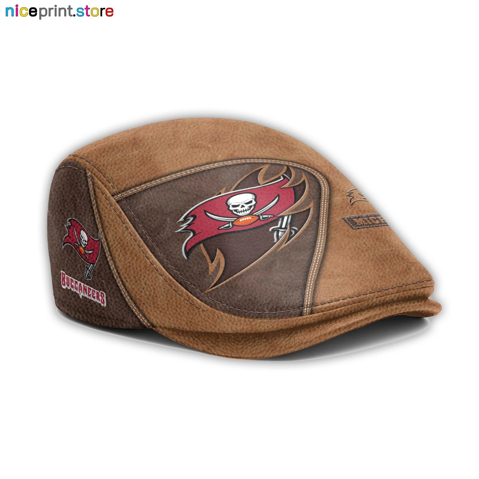 Leather Cap Tampa Bay Team Buccaneers Jeff Cap football Newsboy Cap football Flat Cap