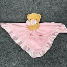 Starters Pink Bear THANK HEAVEN FOR LITTLE GIRLS 14" x 14" Lovey Blanket Rattle