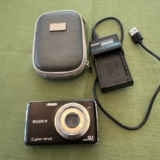 Sony Cybershot DSC-W220 12.1MP Black Digital Camera Battery Charger Case Tested