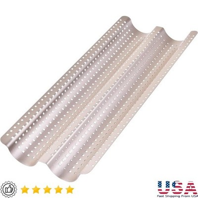 Nonstick Baguette Pan Perforated Carbon Steel Crispy Crust Bakeware Oven Safe US