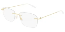 Mont Blanc Men's Gold-Tone Rimless Rectangle Eyeglass Frame MB0075O-002-56 Italy