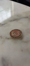 Vintage Oval Cameo-Style Pink & Gold-Tone Art...