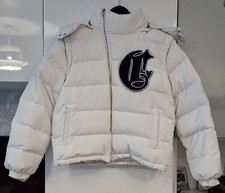 Corvidae White Puffer Jacket  UK Size Small with Detachable Sleeves and Hood
