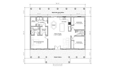 Oak Springs Custom House Design - Modern Farmhouse 3 Bed/2 Bath 1500 Square Feet