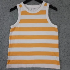 Ann Taylor LOFT Tank Top Womens Small Orange Saffron White Striped Harbor Preppy