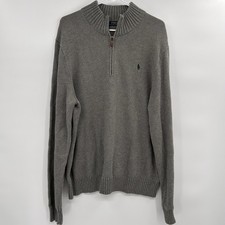 Polo Ralph Lauren Mens Preppy 1/4 Zip Sweater Sz XL Gray Old Money Cotton