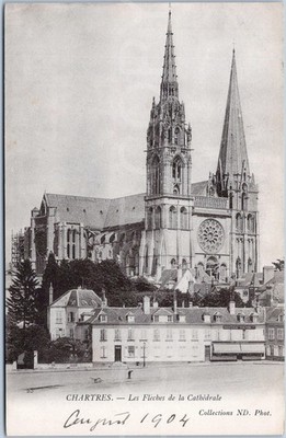 Chartres Vintage Postkarte Frankreich Kathedrale Türme