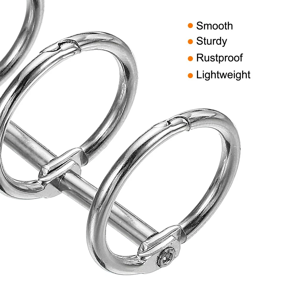 4Pcs 3 Circle Binder Rings 0.79" Metal Book Rings Loose Leaf Ring Silver Tone - Image 4 of 4