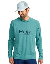 Huk Pursuit Hoodie Heather Men's Tech Sweatshirt, Storm Blue Heather, X-Large