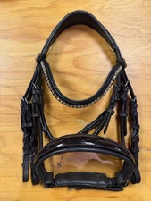 Halter Ego Brown Patent Leather Double Bridle. Size Cob.