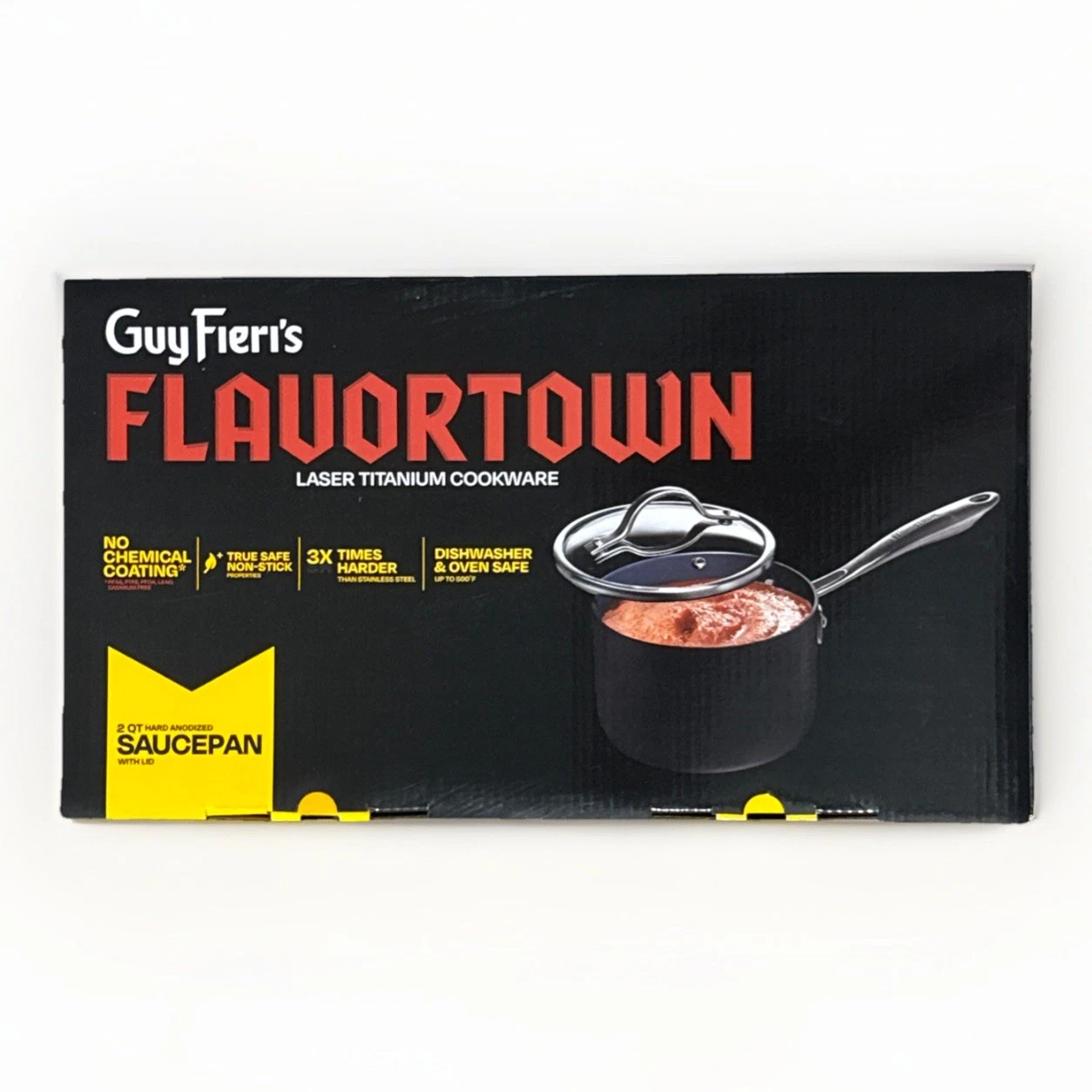Guy Fieri's Flavortown Laser Titanium 2-Quart Sauce Pan with Lid