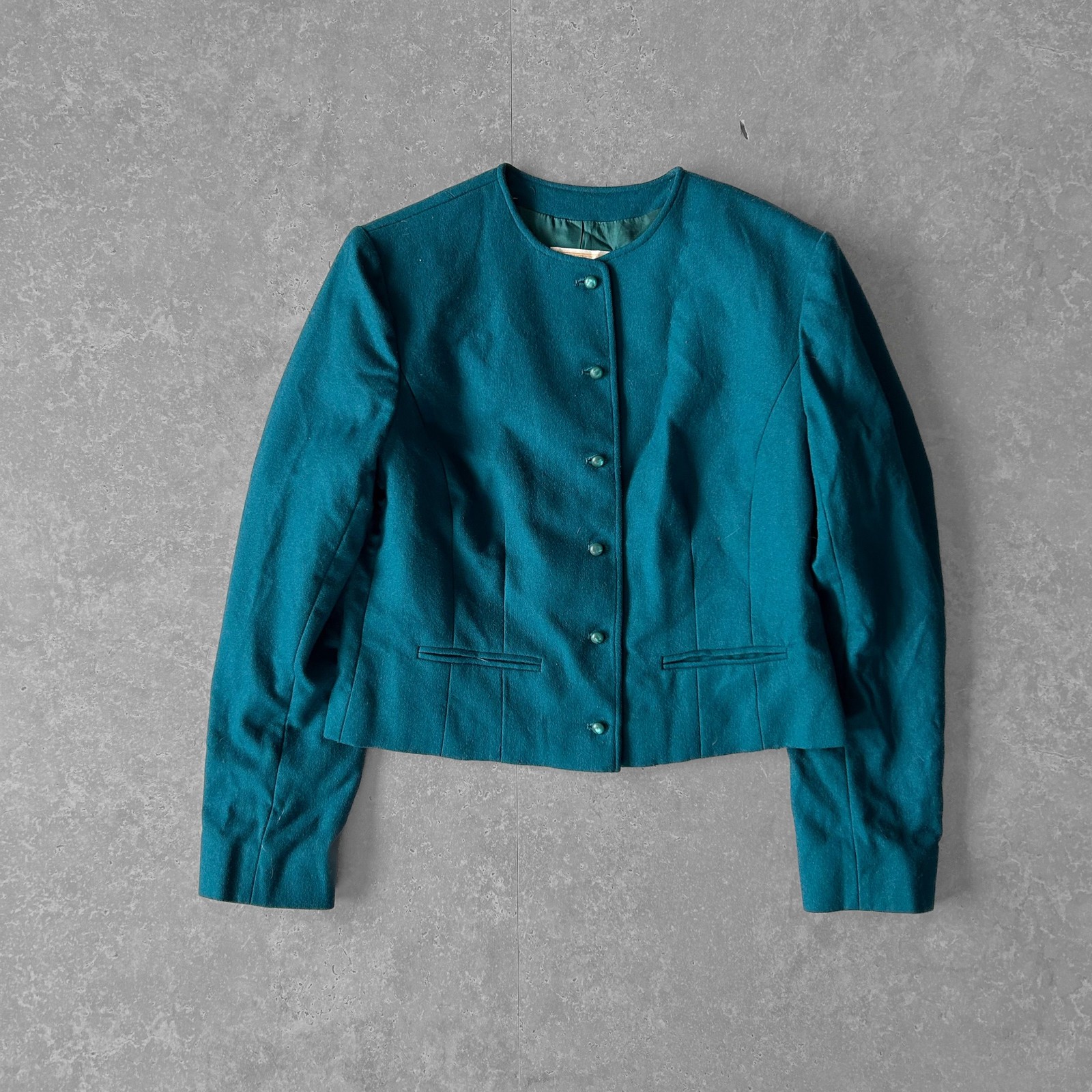 Teal Pendleton Wool Cropped Jacket - image 1
