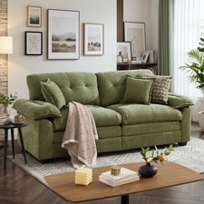 EBELLO 86" Wide 3 Seater Sofa Double-Layer Cushions 2 Pillows Living Room Couch