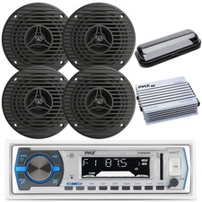 Pyle Stereo Receiver, 3.5" 75W Graphite Speakers QTY 4 , Amplifier, Black Cover