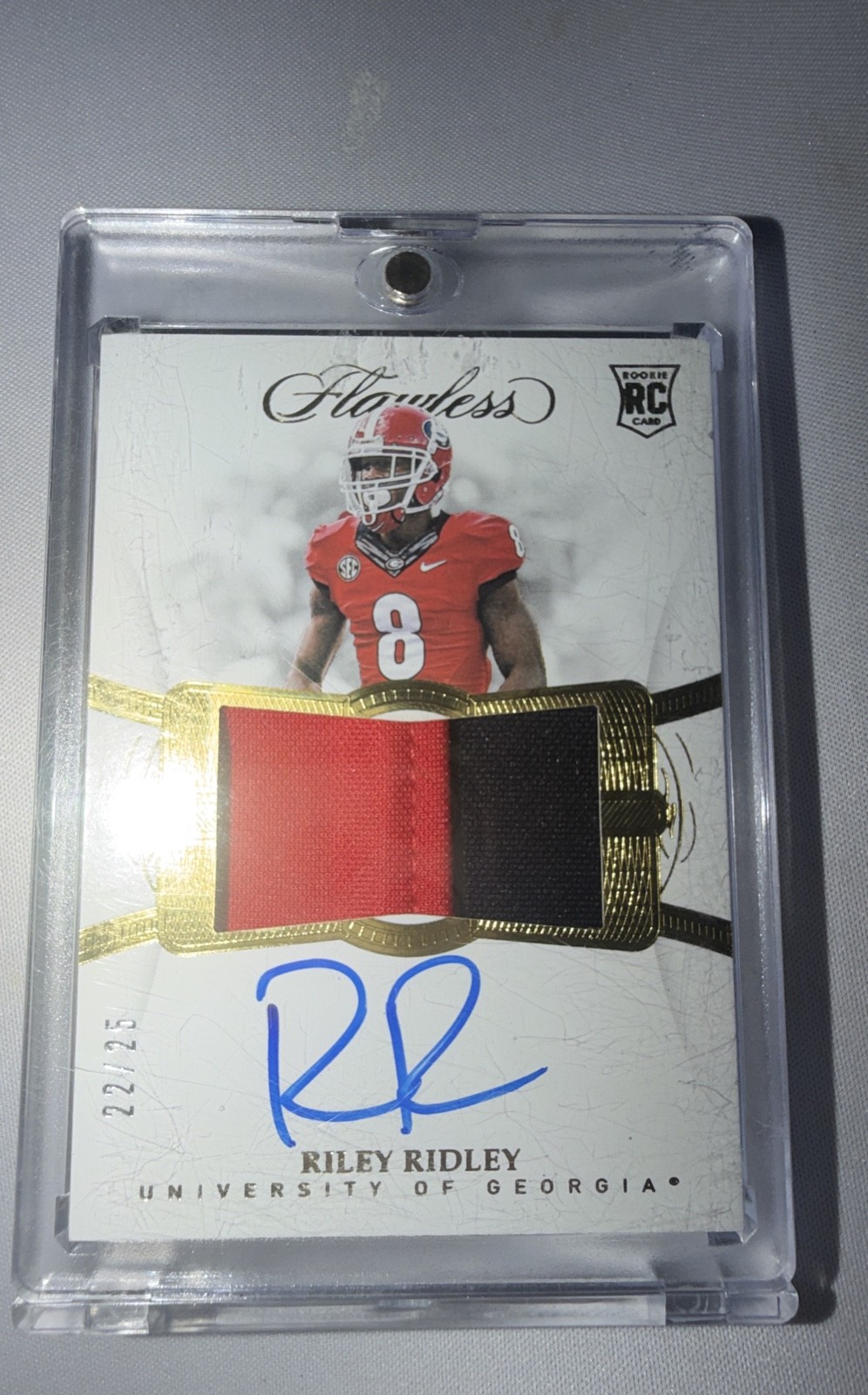 Riley Ridley RC Patch Auto 21/25, 2019 Panini Flawless, Rookie, UGA
