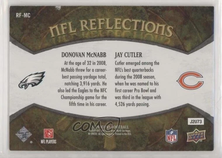 2009 Upper Deck Icons NFL Reflections /450 Donovan McNabb Jay Cutler #RF-MC - Image 2 of 2