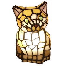 Bieye L10211 Cute Cat Waits for Someone to Play with Tiffany Style Stained Glass