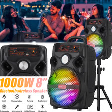 Portable 8  Bluetooth Party Speaker with Tripod Stand Wireless Mic and Remote US