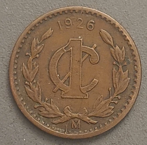1926 Mo Mexico 1 Centavo Coin - Bronze - Mexican Golden Eagle Crest