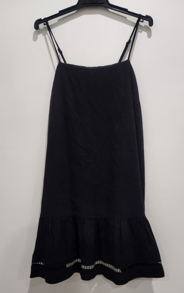 Ladies Dotti Linen Mini Shift Dress - Black. As New Condition. Size 8