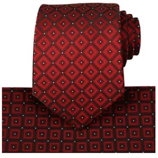 Men's Checkered Tie Set Solid Color Festive Necktie with Pocket Square Pack