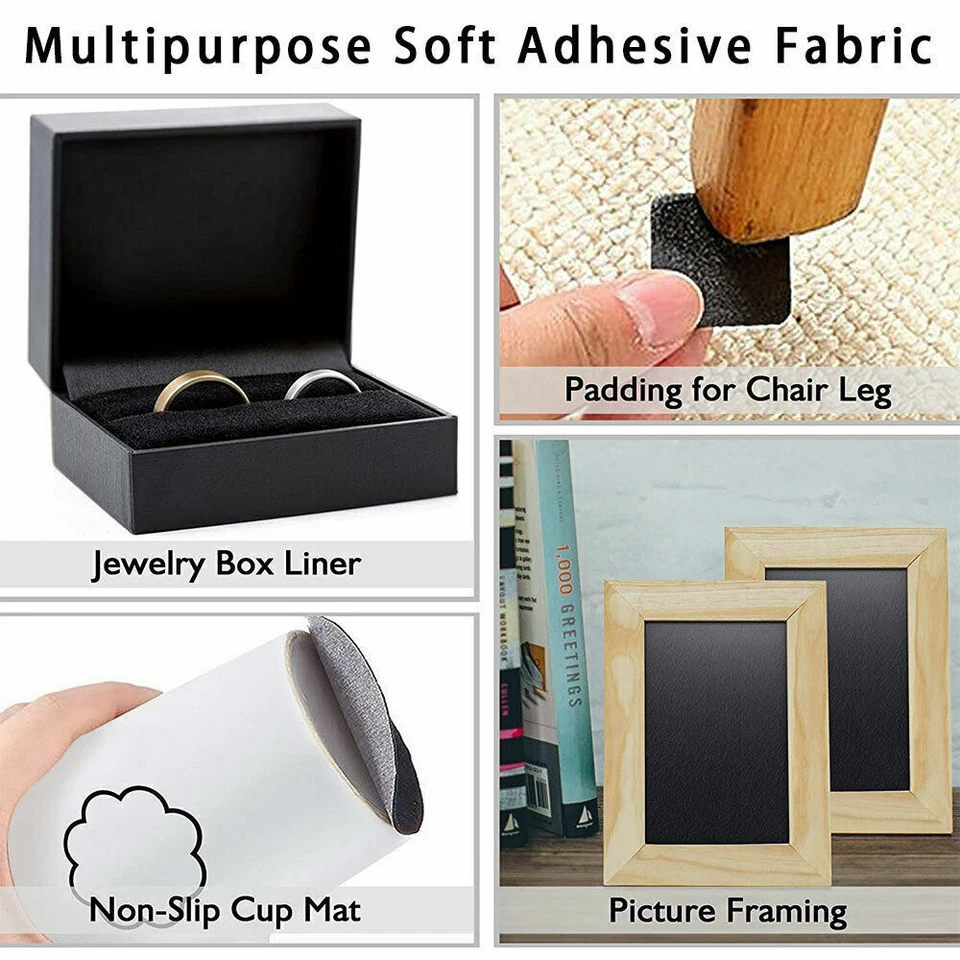 8pcs Selfadhesive Felt Fabric Soft Velvet Drawer Liner DIY for Craft Jewelry Box - Image 3 of 4