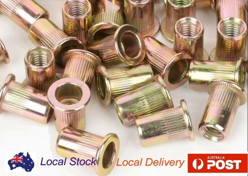 80X M8 Rivet Nut Bolt Steel Rivets Tool Flange Blind Nutserts Flat Zinc ...
