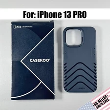 CASEKOO Case for iPhone 13 Pro - Matte Black with Grips | Slim Fit | Flexible