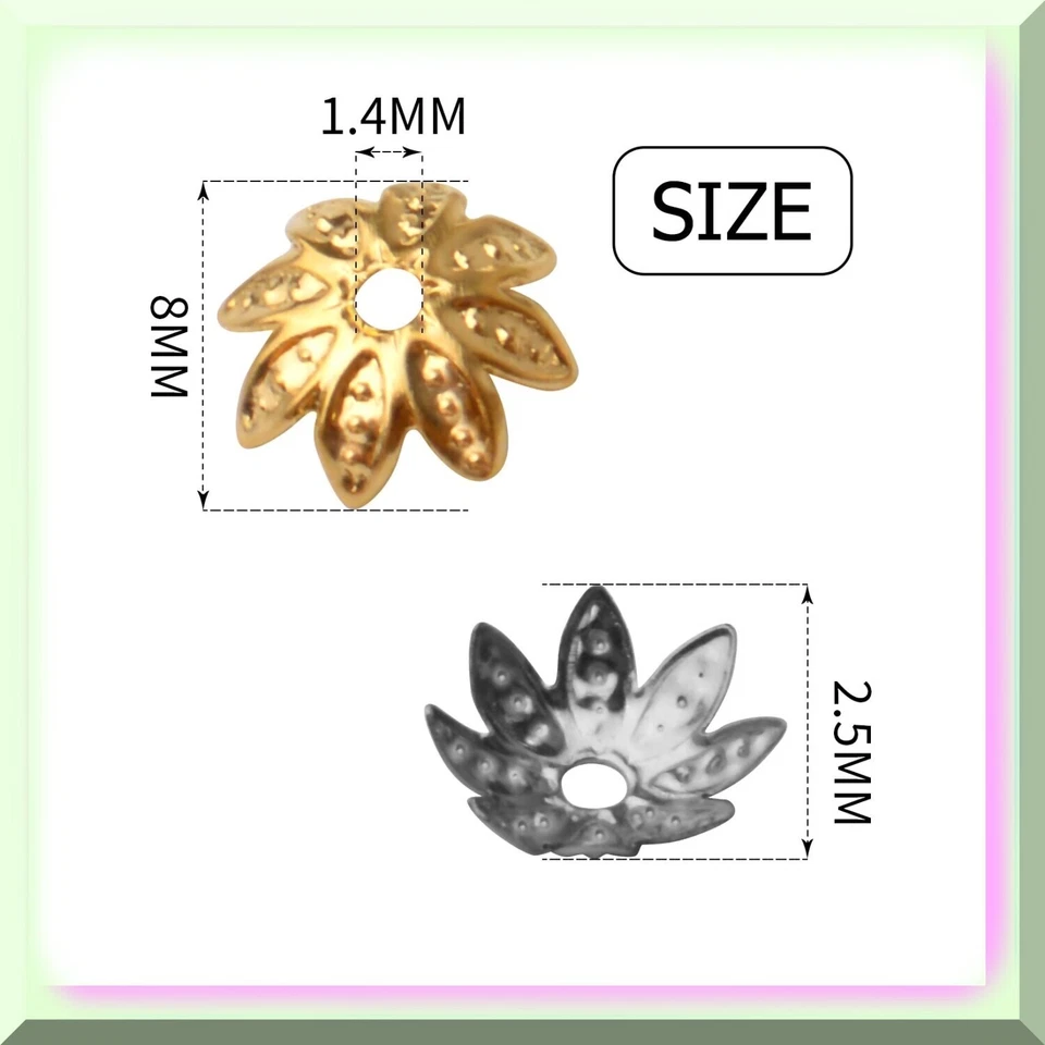 600pcs Tibetan Bead Caps - 8mm Antique Alloy Flower Bead Caps in 6 Colors - DIY - Image 4 of 4