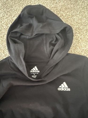 ADIDAS Lightweight Pullover Hoodie Black White Logo Graphics Boys Youth Sz 5 NWT - Picture 3 of 9