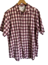 Horny Toad Size XL Red Black Plaid Short Sleeve Button Up Collared Shirt
